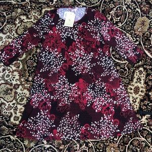 SJS Red and Black Leaf Patterned Dress shift M